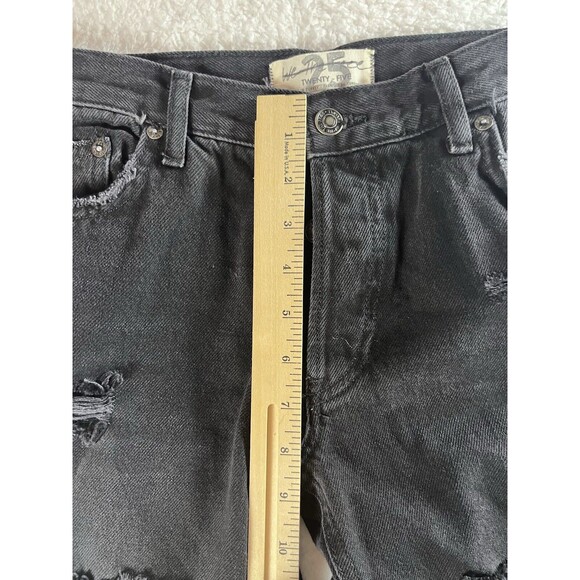 Free People We The Free Jeans Womens 25 Button Fly Straight Leg Distressed Black - Picture 10 of 16